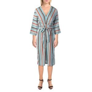 French Connection Multi-Stripe Dress with V-Neck and 3/4 Sleeve - Size 6 - NWT